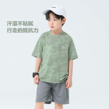 京东百亿补贴、PLUS会员：左西 男童套装 儿童速干运动短袖短裤套装