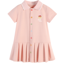Classic Teddy精典泰迪女童连衣裙夏装淑女裙儿童公主裙中小童装夏季新款衣服 彩色扣子小熊粉紫 140