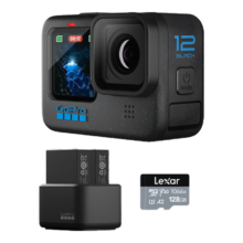 plus会员：GoPro HERO12 Black防抖运动相机 增强续航 防水相机 vlog潜水滑雪摄影摄像 单机+增强双充+128G