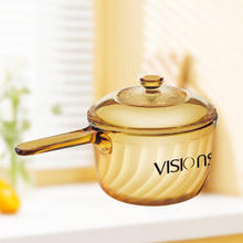 VISIONS 康宁 1.5L晶炫单柄奶锅琥珀色耐热玻璃汤锅炖锅明火可用VSP-15-TR-E/K