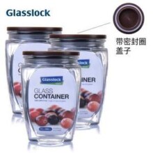 Glasslock 三光云彩 IP536L 带盖圆形玻璃储物罐500mL*3个