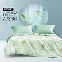 清凉一夏、PLUS会员：BLISS 百丽丝 100%蚕丝抗菌夏薄被【绿/A类】 200cm×230cm