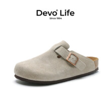 Devo Life的沃软木鞋拖鞋女真牛皮鞋看