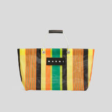 MARNI MARKET SHOPPING BAG系列 拼色条纹购物手提包