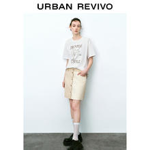 URBAN REVIVO 夏季新款女装拼色排扣短裙半裙 UWU540047