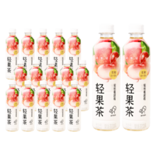 plus会员:喜茶（HEYTEA）轻果茶 蜜桃蔓越莓绿茶果味 450ml*15瓶
