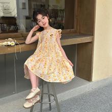 Disney 迪士尼 莫奈花园飞袖公主裙甜美小清新满印女童连衣裙清凉无袖儿童裙子