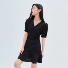 艾莱依 法式收腰连衣裙