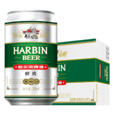 PLUS会员:哈尔滨啤酒 哈尔滨 （Harbin）醇爽啤酒 330ml*24听 整箱装