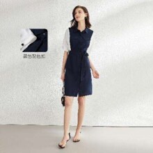 DUIBAI 对白 女士撞色拼接薄款长连衣裙