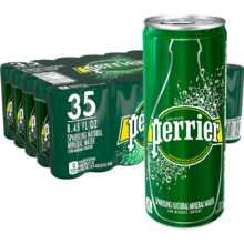PLUS会员、京东百亿补贴：巴黎水Perrier 法国原装进口 原味气泡水矿泉水 250ml*35罐