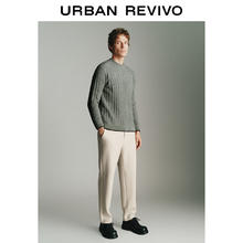 URBAN REVIVO UR2024春季新款男装时尚简约松紧腰通勤宽松萝卜裤UMU640014