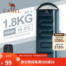 CAMEL 骆驼 户外睡袋大人旅行隔脏便携防寒露营单人睡袋室内加厚双人 T0S3F5113,深蓝1.8Kg左边