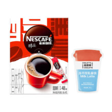 需首购、京东百亿补贴、plus会员:雀巢（Nestle） 黑咖啡无蔗糖添加美式健身速溶咖啡粉 黑咖48杯（86.4g）+厚乳拿铁20g*1杯