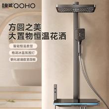 百亿补贴：皇琥 德国皇琥淋浴花洒套装恒温增压钢琴键全铜带氛围灯浴室灰色数显