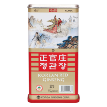 正官庄高丽红参6年根人参（韩国进口） 端午节父亲节礼盒礼品 [天字]30支75g 内含约5根参