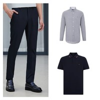 TOMMY HILFIGER 提花镶边短袖POLO衫+运动直筒短裤+修身长袖衬衫