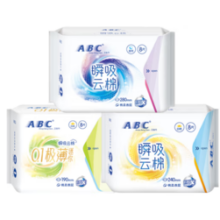 ABC 瞬吸云棉卫生巾日夜组合 6包共48片（下单两件送4条安睡裤）