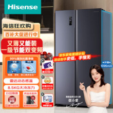 海信（Hisense）电冰箱双开门家用超薄嵌入式无霜冰箱一级能效超大容量611L变频除菌净味BCD-611WFK1DPQ