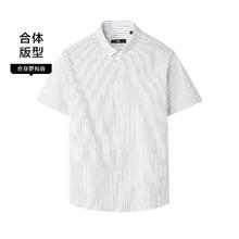 HLA 海澜之家 短袖衬衫男夏季24新款长绒棉透气翻领衬衣男