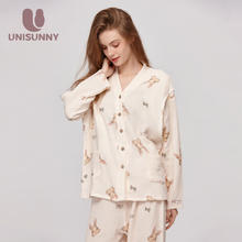 unisunny 月子服纯棉春夏外穿产后喂奶衣孕产妇哺乳睡衣家居服 L