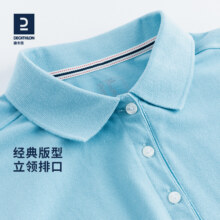 迪卡侬polo衫女夏季短袖t恤女夏休闲透气棉黑色运动t恤上衣SAG2