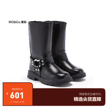 Little MO&CO. little moco童装男女童骑士靴子高筒靴KBC4SHS003 黑色 34码 内长22cm