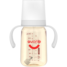 爱得利（evorie）婴儿奶瓶 宽口径带手柄带重力球PPSU奶瓶 240ml灰 (自带十字孔)