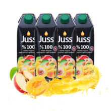 PLUS：圣可（JUSS） 土耳其进口100%杏子苹果混合果汁1L*4瓶果蔬汁 饮料