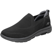 斯凯奇（Skechers）男士户外简约休闲鞋舒适透气飞织网面一脚蹬懒人鞋 黑色/炭灰色-038 42