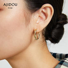 AJIDOU 阿吉豆 简约双股编织圆圈耳环