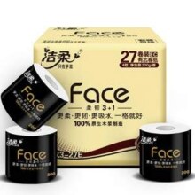 洁柔 黑Face 加厚4层卷纸200g*27卷 *3件