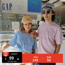 Gap 盖璞 男女装2024夏季新款纯棉字母logo圆领短袖T恤运动上衣A00818 蓝色 180/100A(XL) 亚洲尺码