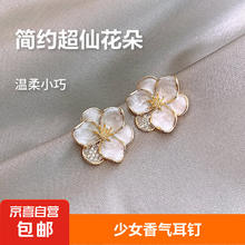 JX 京喜 韩版长款流苏珍珠镶钻花朵耳钉耳环气质2024新款东大门耳坠耳饰 花朵款 1
