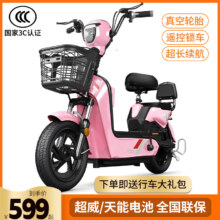 京东百亿补贴:加州豹（JZBOO）电动车新款国标小型电瓶车踏板助力男女士48V成人两轮电动自行车 粉红色 12A原厂铅酸电池约60公里