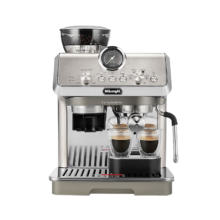 预售、PLUS会员：Delonghi 德龙 咖啡机 半自动意式冷萃 可变压技术15Bar泵压家用美式打奶泡现磨豆粉两用现磨压力表 EC9255 M 8档感应研磨 金属机身