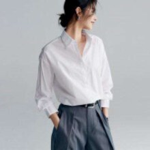 初棉 60支纯棉府绸宽松女式衬衫上衣女 260401131A004
