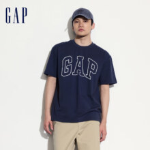 需凑单、百亿补贴、plus会员：Gap【夏季爆款】男女装2024新款撞色logo圆领短袖