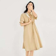 DUIBAI 对白 女式翻领长款连衣裙 DDQ051K