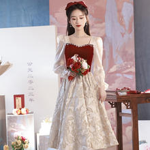 mianzhi 棉致 森马集团旗下敬酒服新娘2023新款高级感在逃公主小个子结婚订婚服 酒红色 2XL