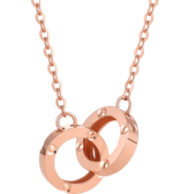 周六福18K金项链女双环彩金项链生日礼物 红18K金 约0.85g-40+5cm