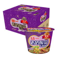 京东百亿补贴、Plus会员:统一 来一桶 老坛酸菜牛肉面香辣味120g*12桶整箱