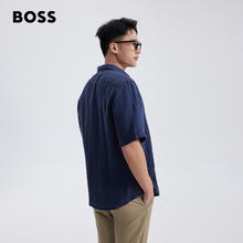 88VIP会员：HUGO BOSS UGO BOSS雨果博斯男士24新款亚麻商务休闲易打理短袖衬衫