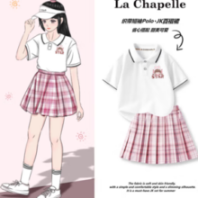 PLUS会员！La Chapelle 女童Polo衫短袖+JK裙