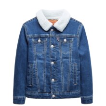 Levi's李维斯童装官方2024秋冬新款男童羊羔绒连帽上衣加绒外套潮