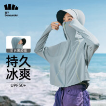 PLUS会员：Beneunder 蕉下 防晒衣女1.5冰丝连帽外套凉感透气加宽黑胶帽檐雾轻雾海灰+凑单
