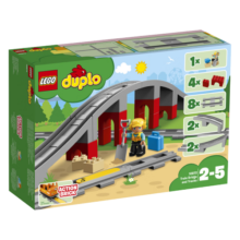 乐高（LEGO）积木拼装得宝10872 火车桥梁与轨道大颗粒积木桌儿童玩具生日礼物