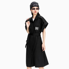 A21 女装气质连衣裙女夏季新品中袖收腰时尚风衣式中长连衣裙