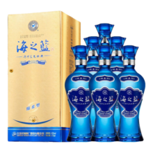 洋河 海之蓝 42度 绵柔浓香型白酒 洋河蓝色经典酒 42度 375mL 6瓶 整箱装