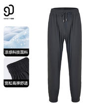 NINETYGO 90分 0分春夏凉感运动户外休闲裤透气徒步登山跑步男速干弹力耐磨长裤 24新款高弹宽松氨踏条-科技灰 L